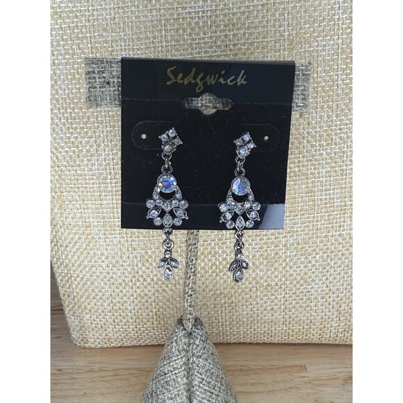 Sedgwick Silver-Tone Dangle Earrings With Rhinestones - Picture 7 of 8